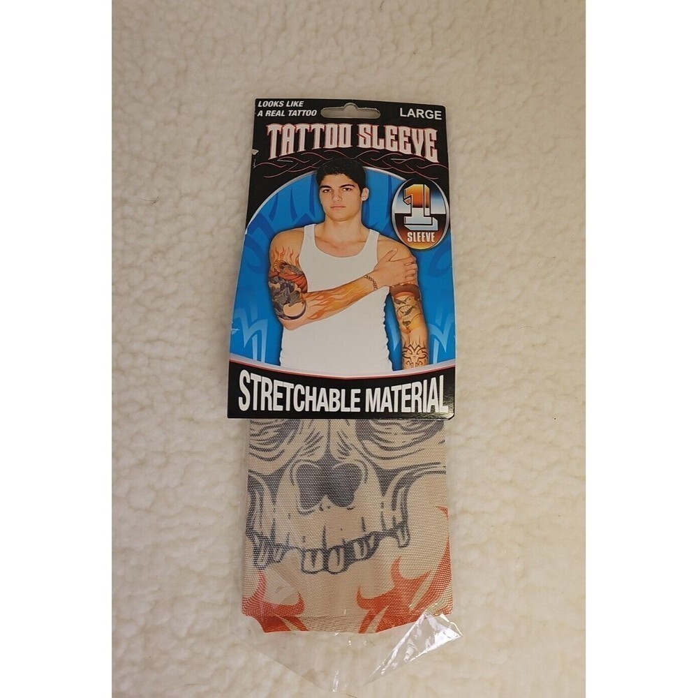 Tattoo Sleeve Halloween Costume Accessory Biker Prisoner Skull Flames‎ US Seller